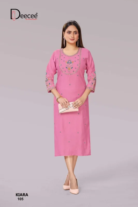 Beautiful Deecee Kiara Premium Straight Cut With Neck Aand Forn Kurti Wholesale 2026