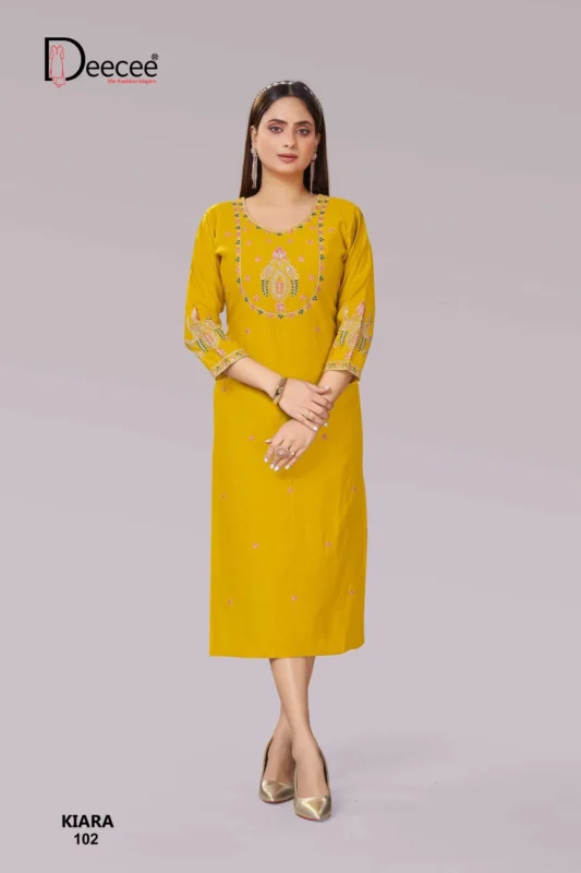 Beautiful Deecee Kiara Premium Straight Cut With Neck Aand Forn Kurti Wholesale 2026
