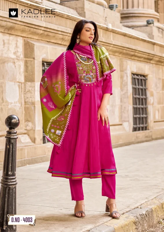 Stylish Kadlee Roopam Mul Chanderi Handworked Kurti With Bottom Dupatta Wholesale 2026