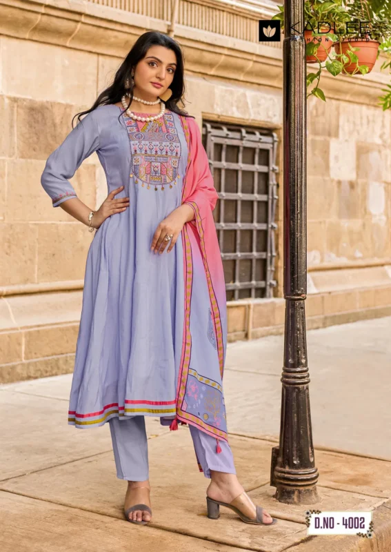 Stylish Kadlee Roopam Mul Chanderi Handworked Kurti With Bottom Dupatta Wholesale 2026