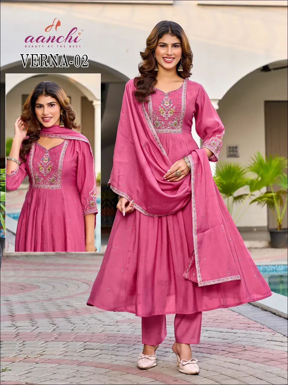 Beautiful Aanchi Verna Mul Chanderi Fancy Worked Kurti With Bottom Dupatta Wholesale 2026