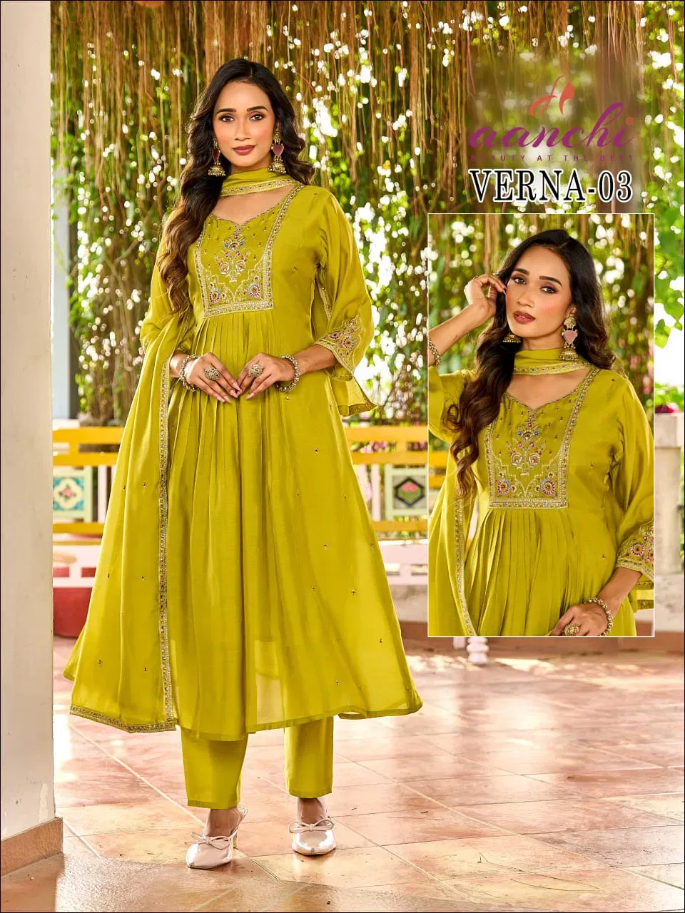 Beautiful Aanchi Verna Mul Chanderi Fancy Worked Kurti With Bottom Dupatta Wholesale 2026
