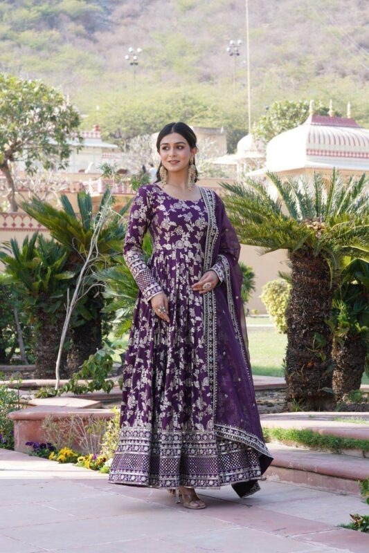 Launching SF LW 9172 Jacquard Gown With Dupatta Wholesale 2026