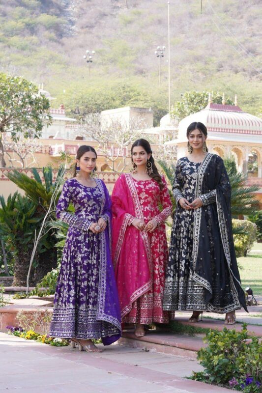 Launching SF LW 9172 Jacquard Gown With Dupatta Wholesale 2026