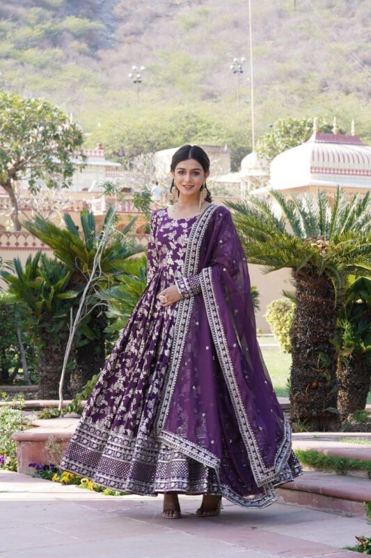 Launching SF LW 9172 Jacquard Gown With Dupatta Wholesale 2026