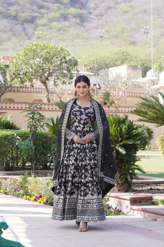 Launching SF LW 9172 Jacquard Gown With Dupatta Wholesale 2026