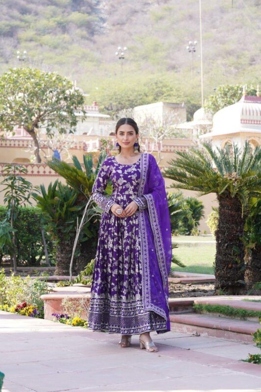 Launching SF LW 9172 Jacquard Gown With Dupatta Wholesale 2026