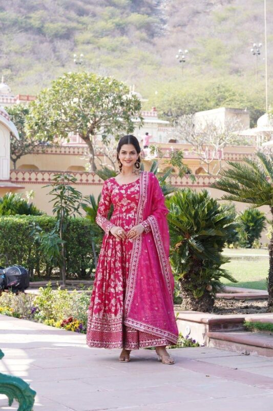 Launching SF LW 9172 Jacquard Gown With Dupatta Wholesale 2026