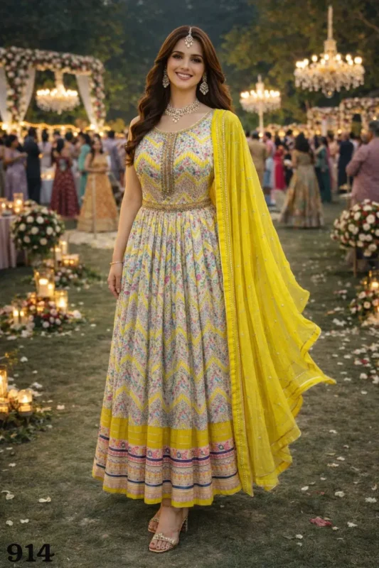 Stylish Mrudangi Muskan Vol 2 Soft Dola Silk Printed With Handworked Gown With Dupatta Collection Wholesale 2026