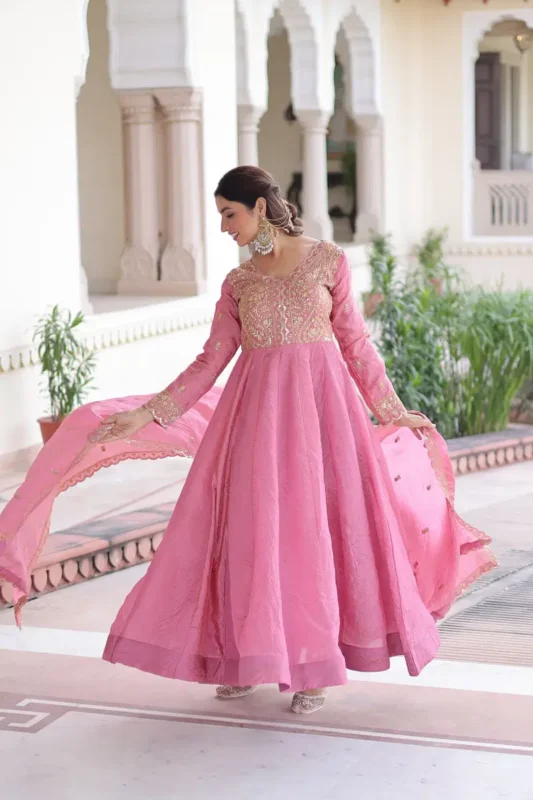 Buy Lw 9323 Gold Crush Embroidered Gown With Dupatta Collection Wholesale 2026