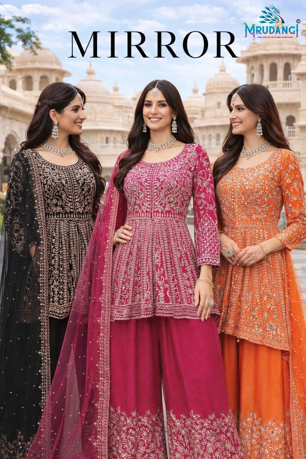Mrudangi Mirror Chinon Embroidery Salwar Kameez Wholesale