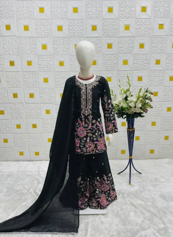 Buy Baby 212 Chinon Silk Sharara Suit Black And White Kid Collection Wholesale 2026