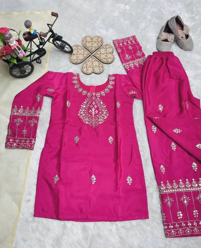 Beautiful Baby 220 Natural Crep Silk Kurti Pant Dupatta Kid Wear Collection Wholesale 2026