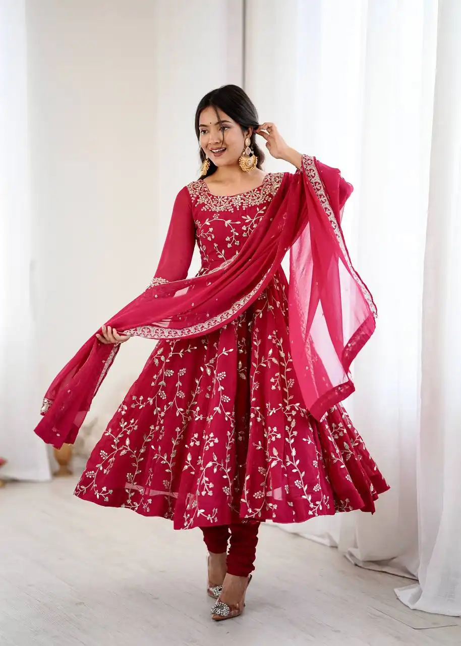 Sabina 5299 Georgette Anarkali Gown Dupatta Diwali Collection