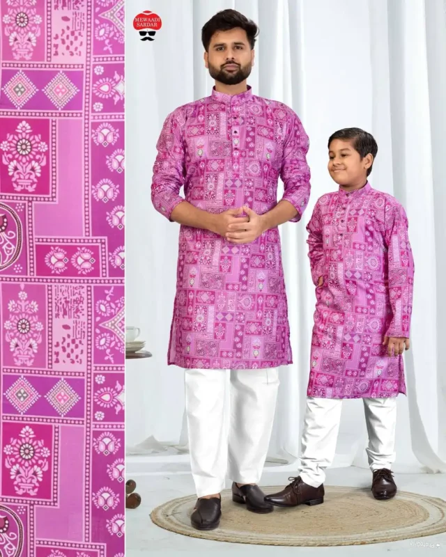 Stylish SS2016 Father And Son Combo Cotton Kurta Pajama Collection Wholesale 2026