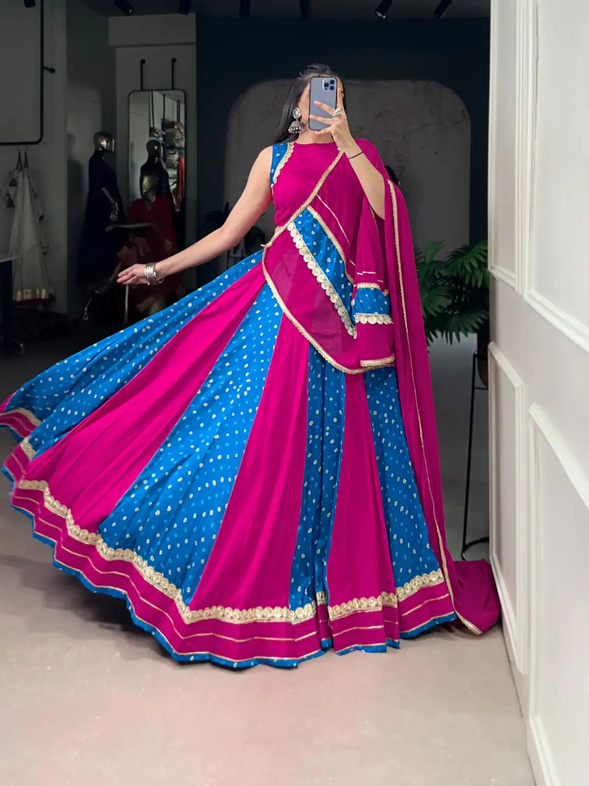 WMN 1673 Tasar Silk Bandhej Printed Chaniya Choli Collection