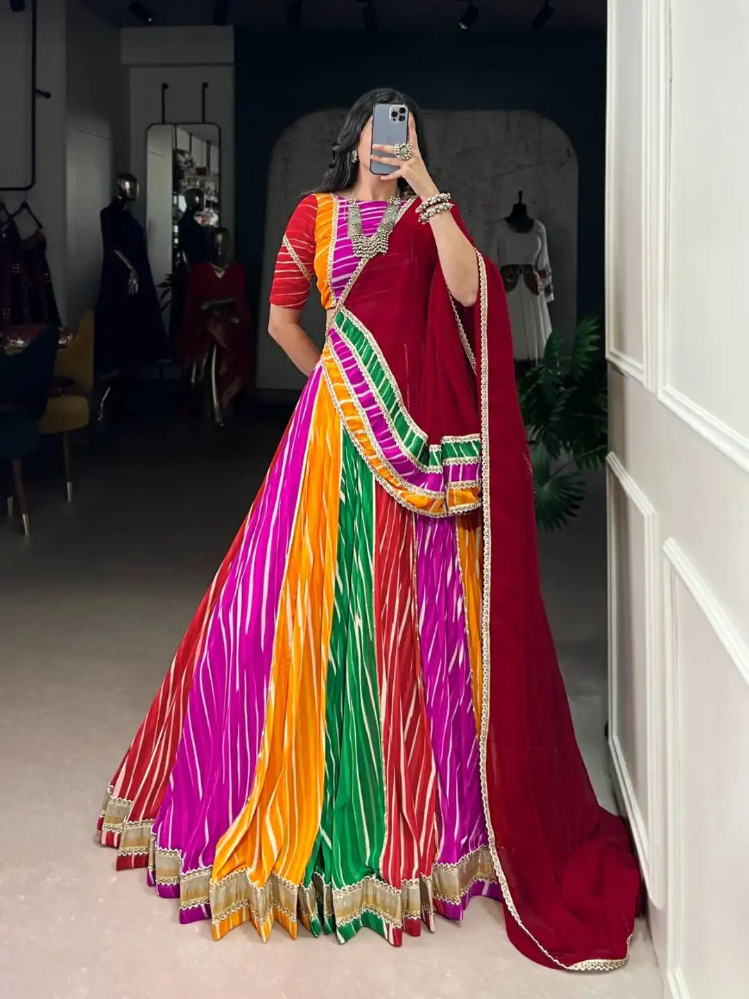 WMN 1688 Georgette Leheriya Printed Lehenga Choli Collection