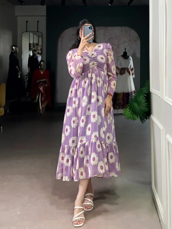 Latest WMN 4501 Weightless Marbal Floral Printed Frock Kurti 2025 Wholesale 2026