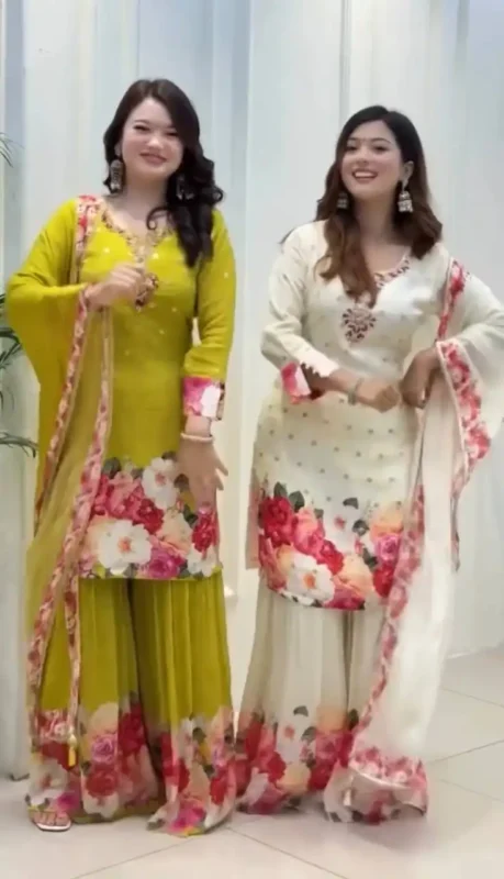 Launching Sabina 5301 Foux Georgette Printed Sharara Kurti Collection Wholesale 2026