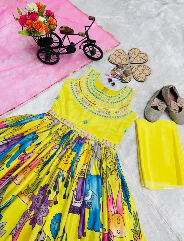 Stylish Baby 228 Chinon Kid Wear Gown Latest Collection Wholesale 2026