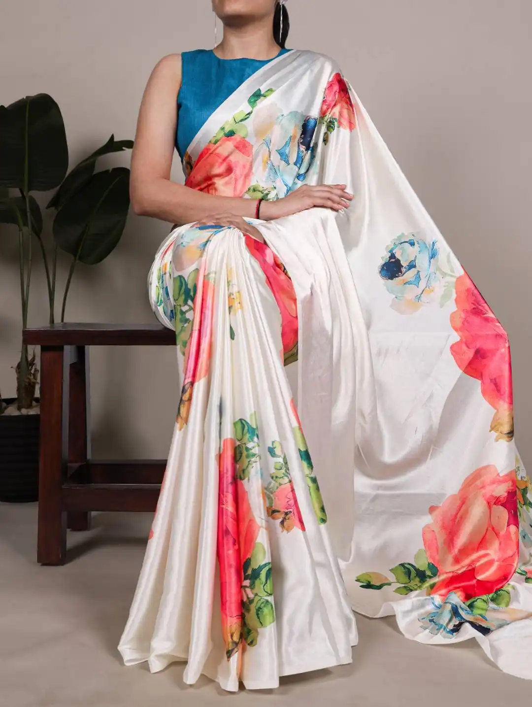 Beautiful WMN 7027 Satin Silk Floral Printed Saree Below 700 Wholesale 2026