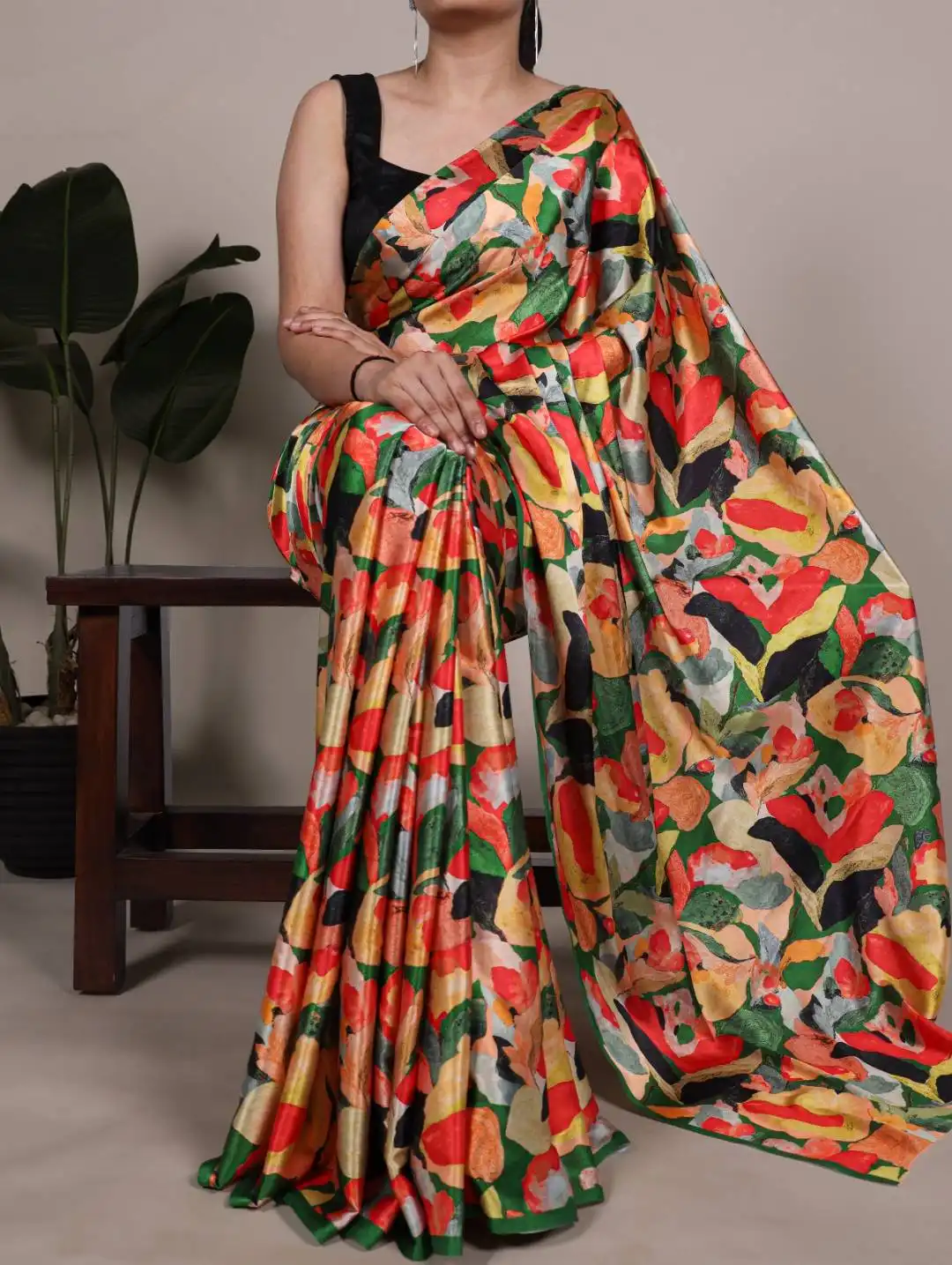 Beautiful WMN 7027 Satin Silk Floral Printed Saree Below 700 Wholesale 2026