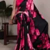 WMN 7027 Satin Silk Floral Printed Saree Below 700