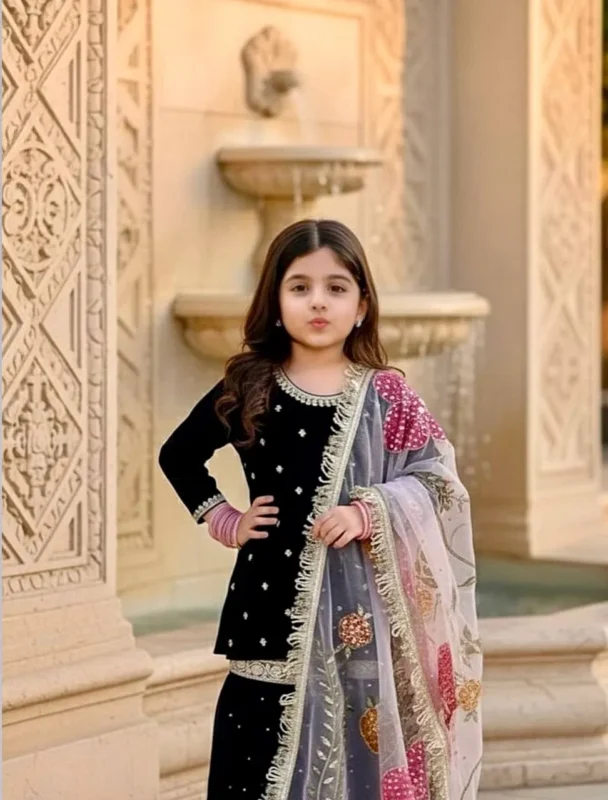 Stylish Baby 232 Viscose Velvet Garara Suit With Embroidery Work Wholesale 2026