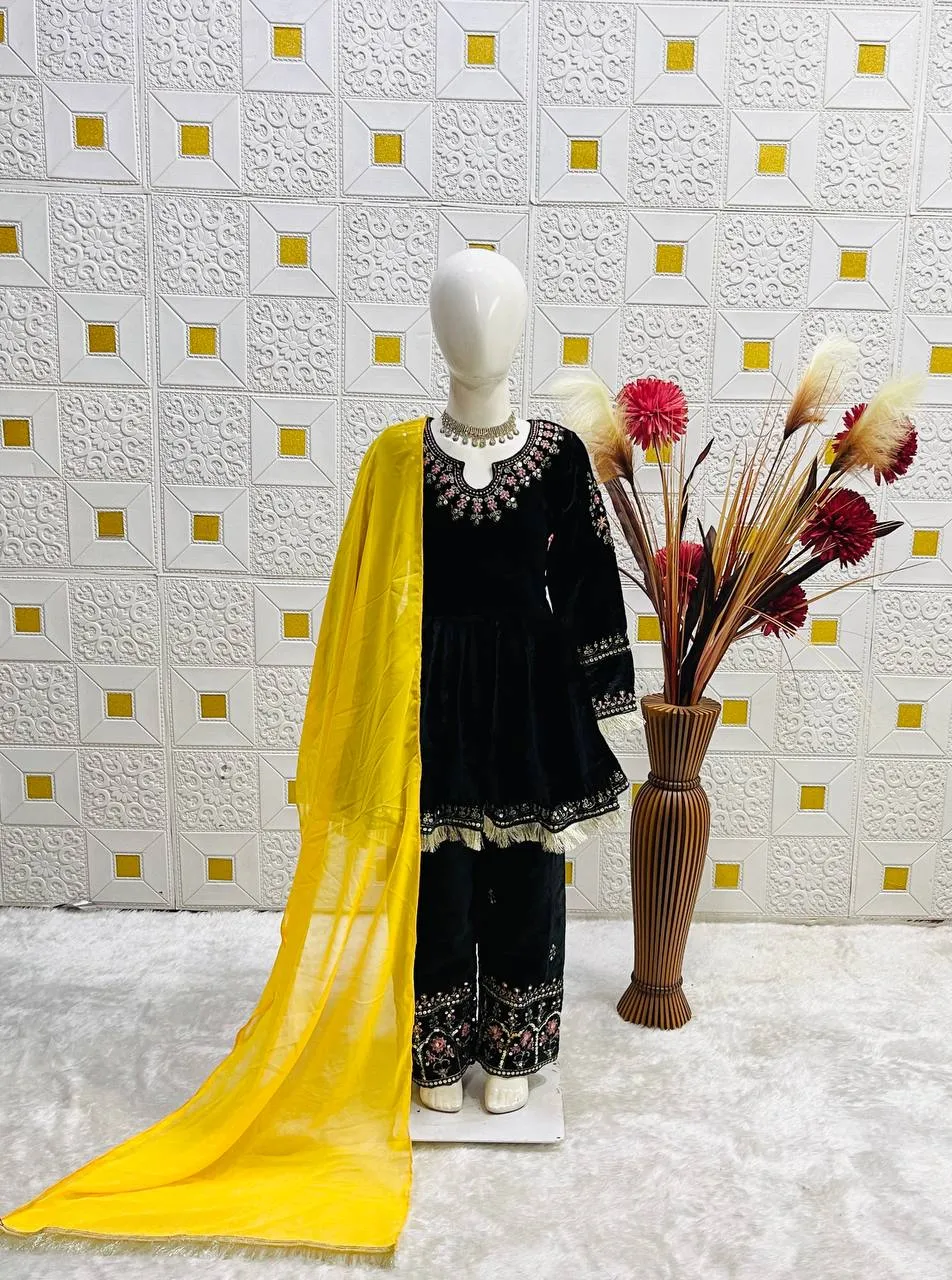Stylish Baby 233 Viscose Velvet Embroidery Festival Kids Wear Wholesale 2026
