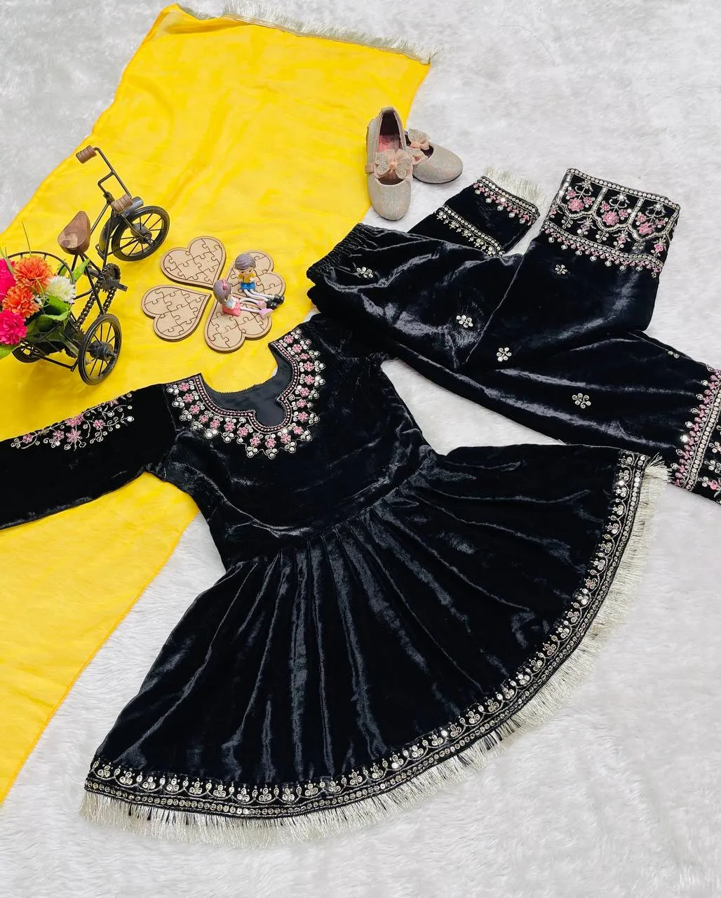 Stylish Baby 233 Viscose Velvet Embroidery Festival Kids Wear Wholesale 2026