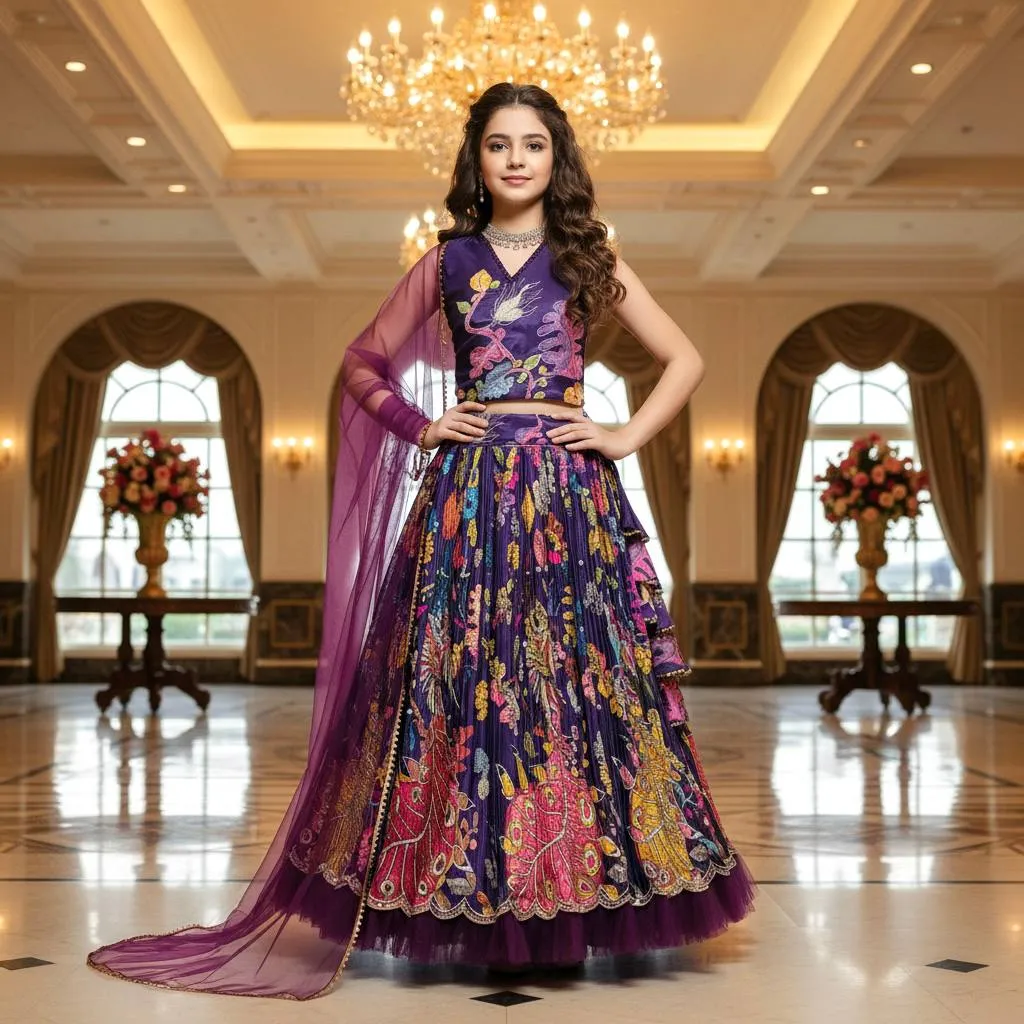 Baby 234 Natural Crep Position Printed Lehenga Choli Kids Wear