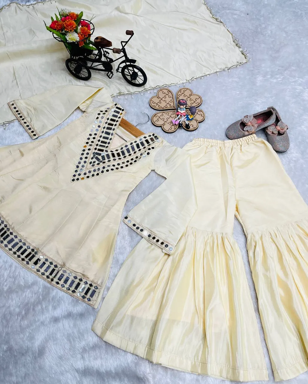 Latest Baby 235 Cosmos Gold Jari Silk Gharara Suit Kids Wear Wholesale 2026