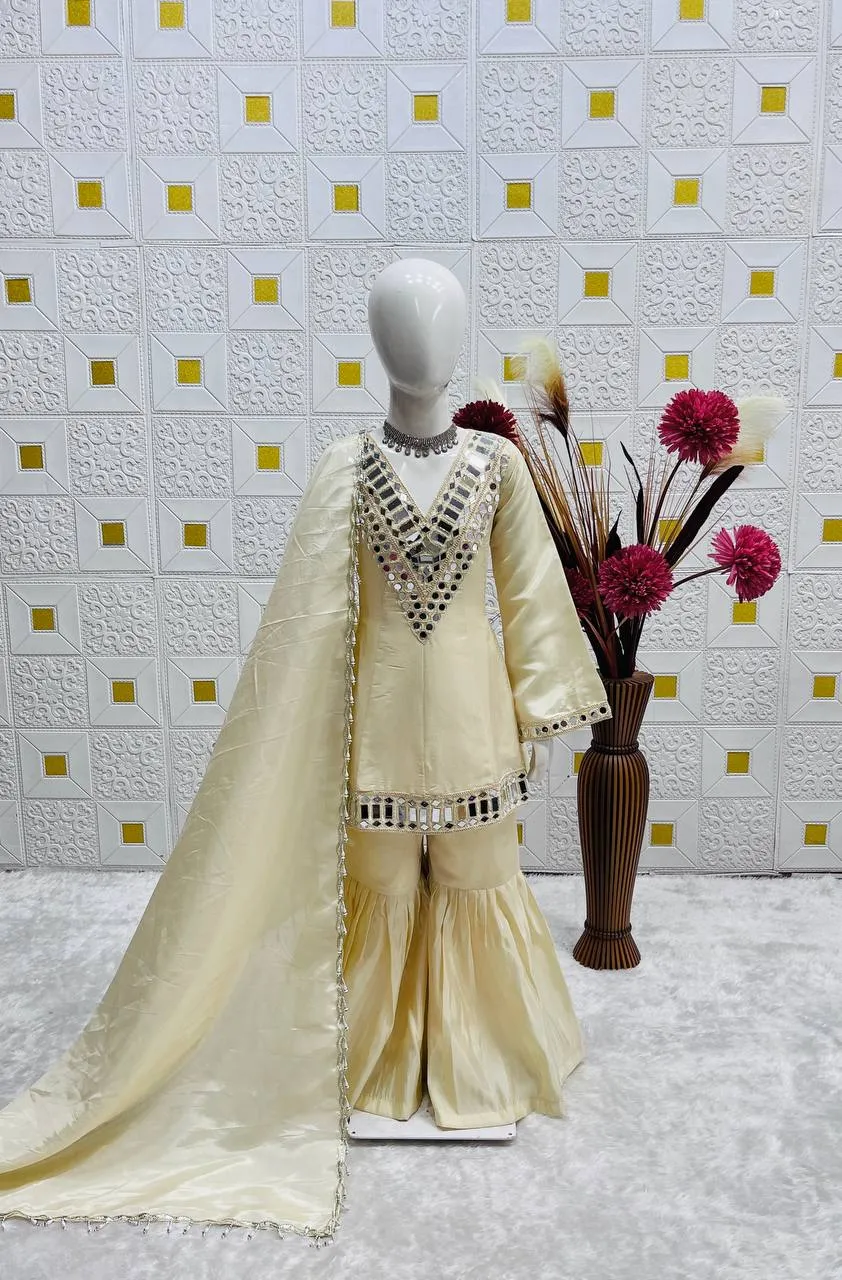 Latest Baby 235 Cosmos Gold Jari Silk Gharara Suit Kids Wear Wholesale 2026
