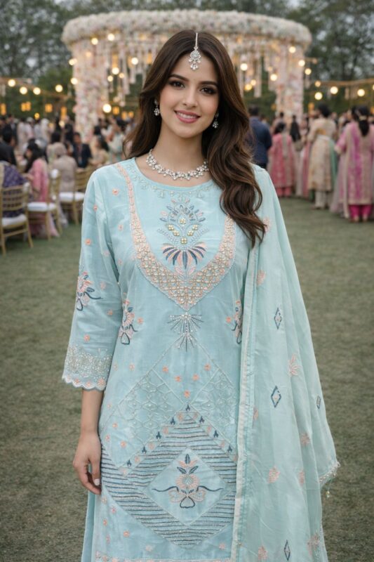 Latest Mrudangi Sharara Georgette With Moti Worked Designer Salwar Kameez Wholesale 2026