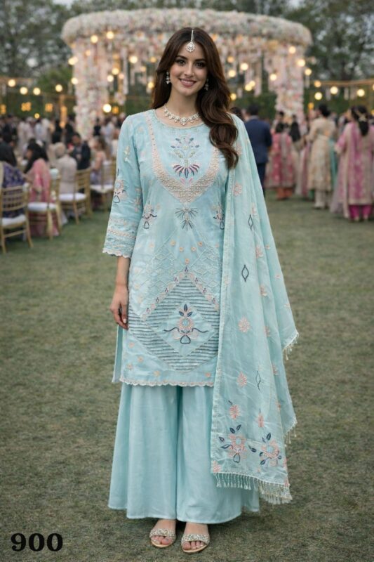 Latest Mrudangi Sharara Georgette With Moti Worked Designer Salwar Kameez Wholesale 2026