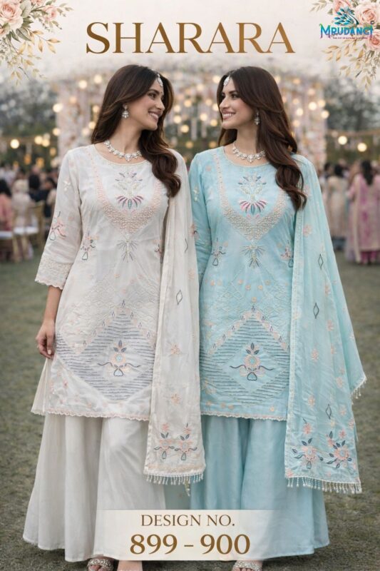 Latest Mrudangi Sharara Georgette With Moti Worked Designer Salwar Kameez Wholesale 2026