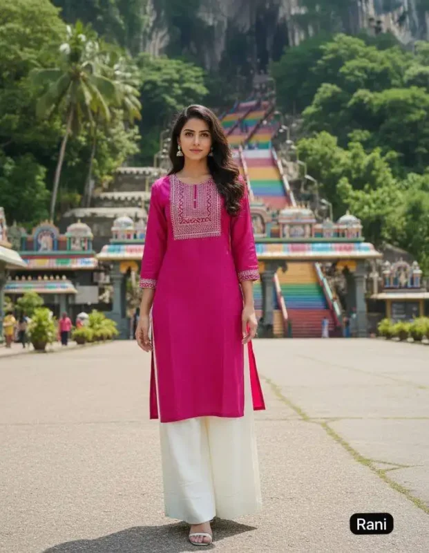Stylish SS2016 Heavy Rayon Kurti Plazzo Embroidery Collection Wholesale 2026