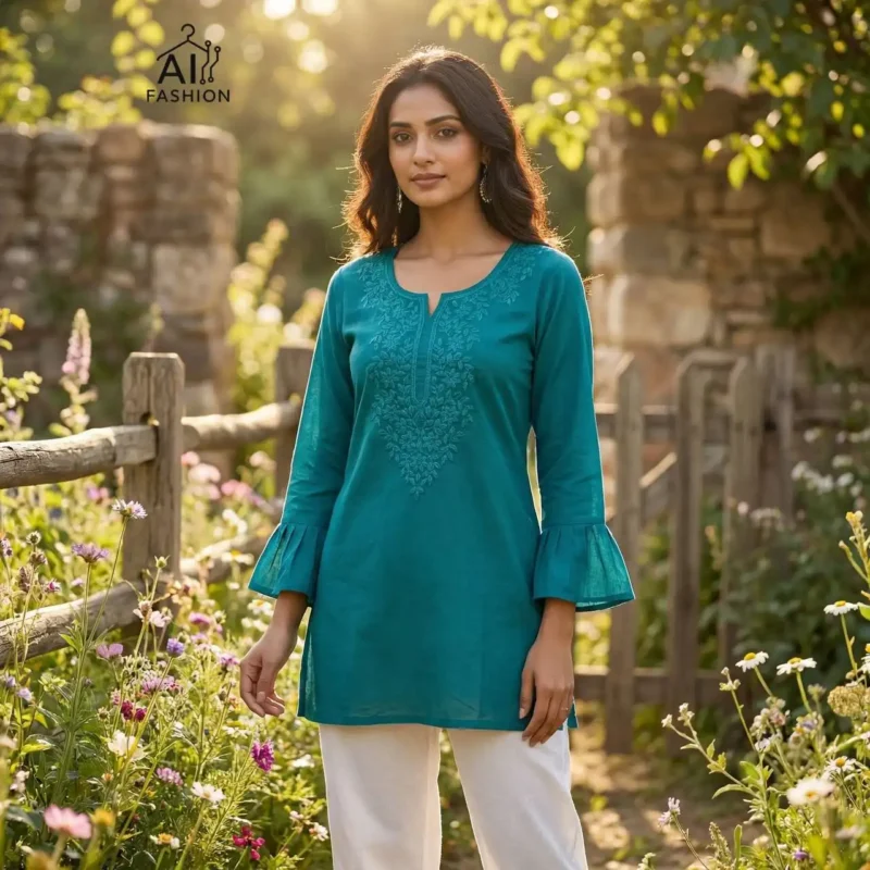 Latest SS2016 Heavy Rayon Chikan Work Short Top Western Wear Wholesale 2026