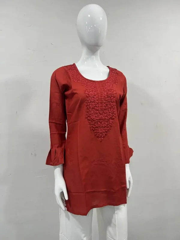 Latest SS2016 Heavy Rayon Chikan Work Short Top Western Wear Wholesale 2026