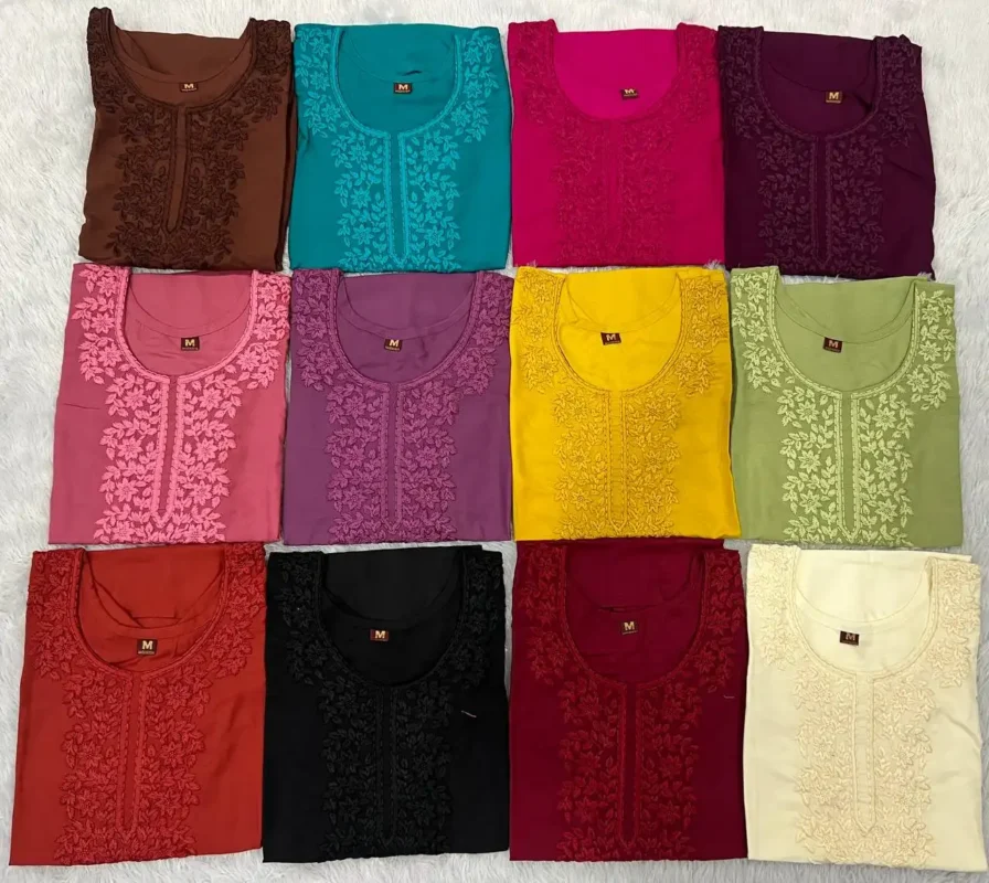 Latest SS2016 Heavy Rayon Chikan Work Short Top Western Wear Wholesale 2026