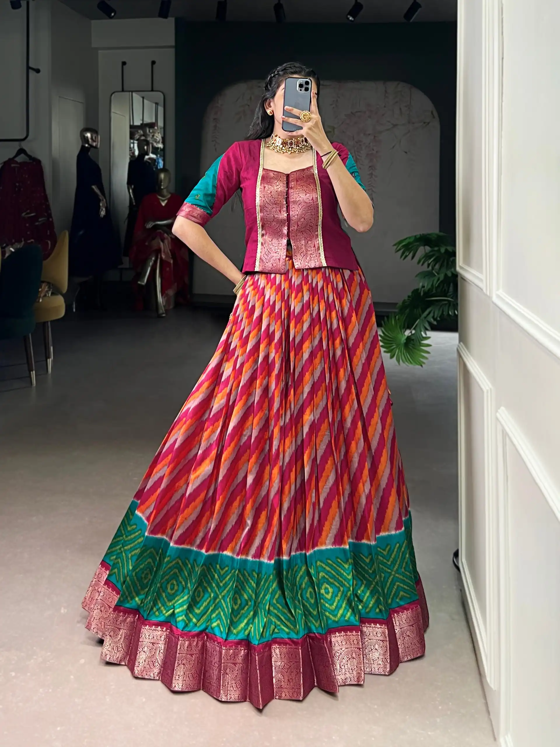 WMN 1107 Tasar Silk Lehenga Short Top Collection