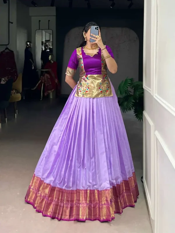 Beautiful WMN 1132 Cotton Silk Festive Wear Skirt Top 03 Pcs Set Wholesale 2026