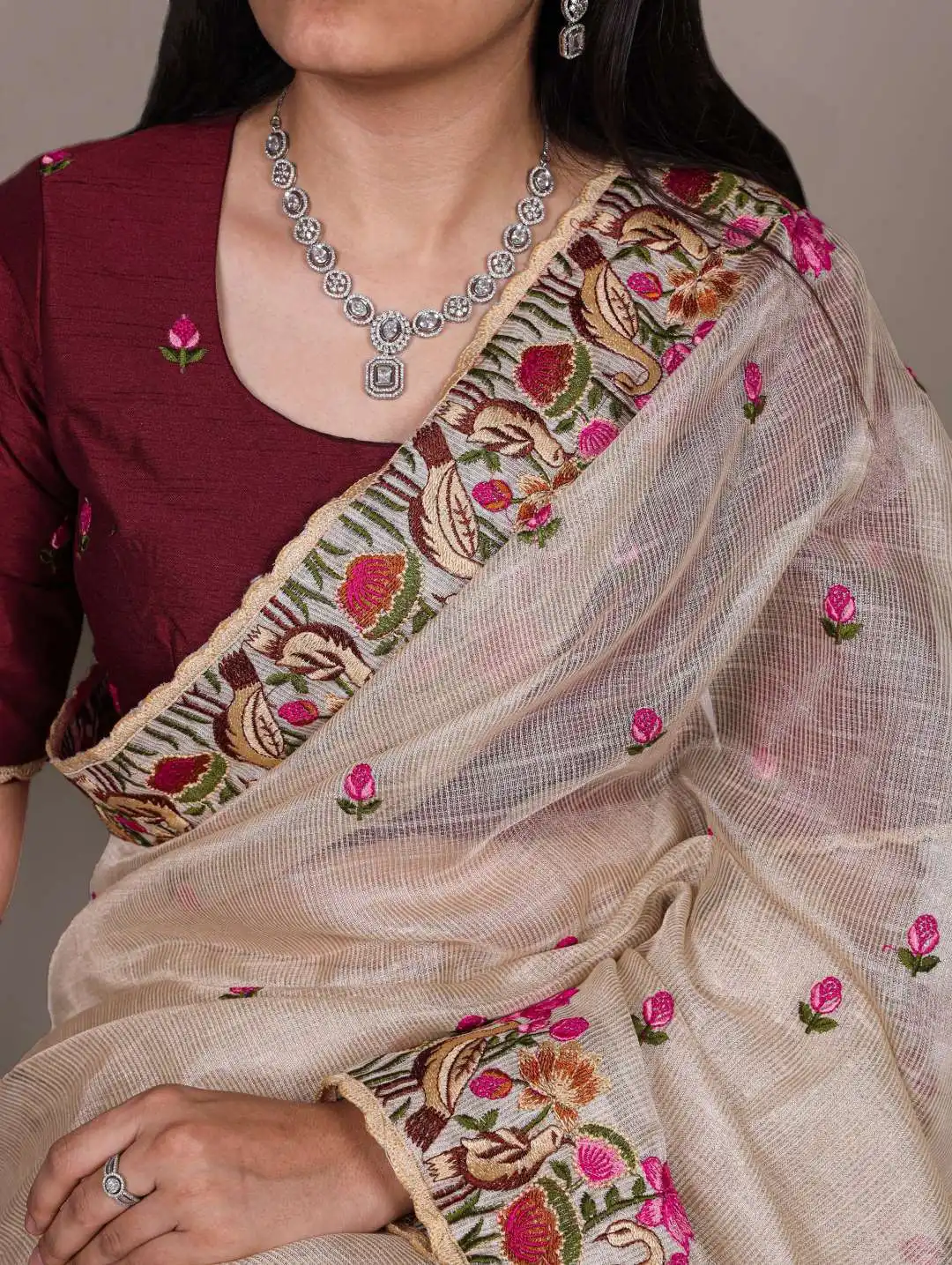 Stylish WMN 7400 Zari Kota Tissue Party Wear Sari 06 Pcs Set Wholesale 2026