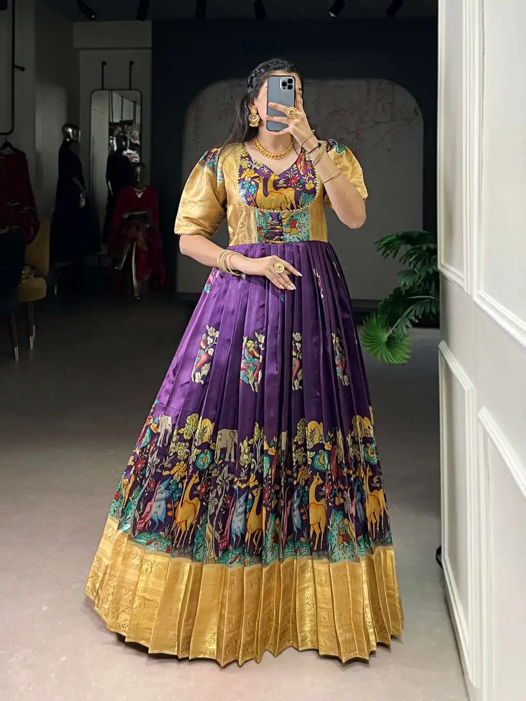 WMN 5009A Dola Silk Pichwai Printed Gown Collection