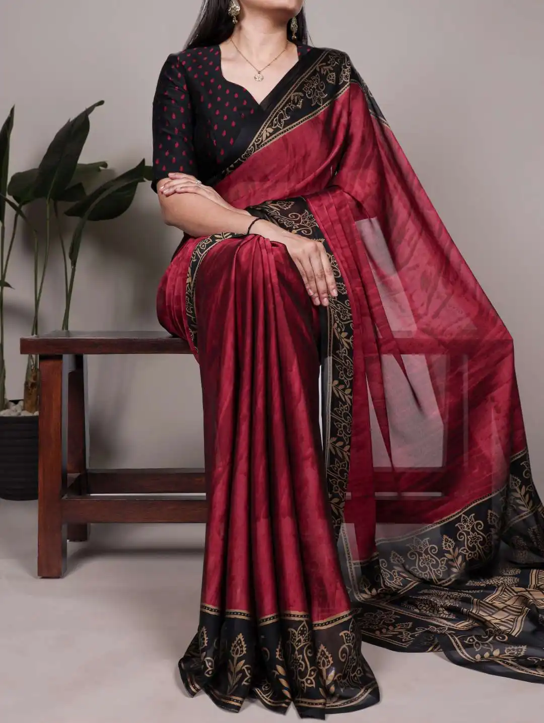 WMN 7103 Rangoli Silk Printed Saree 04 Pcs Set