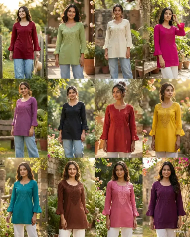 Latest SS2016 Heavy Rayon Chikan Work Short Top Western Wear Wholesale 2026