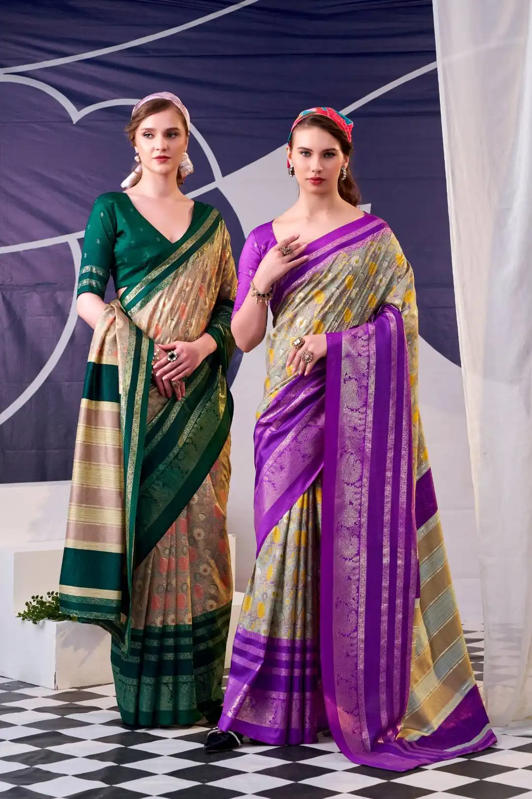 WMN 7302 Floral Printed And Foil Work Saree
