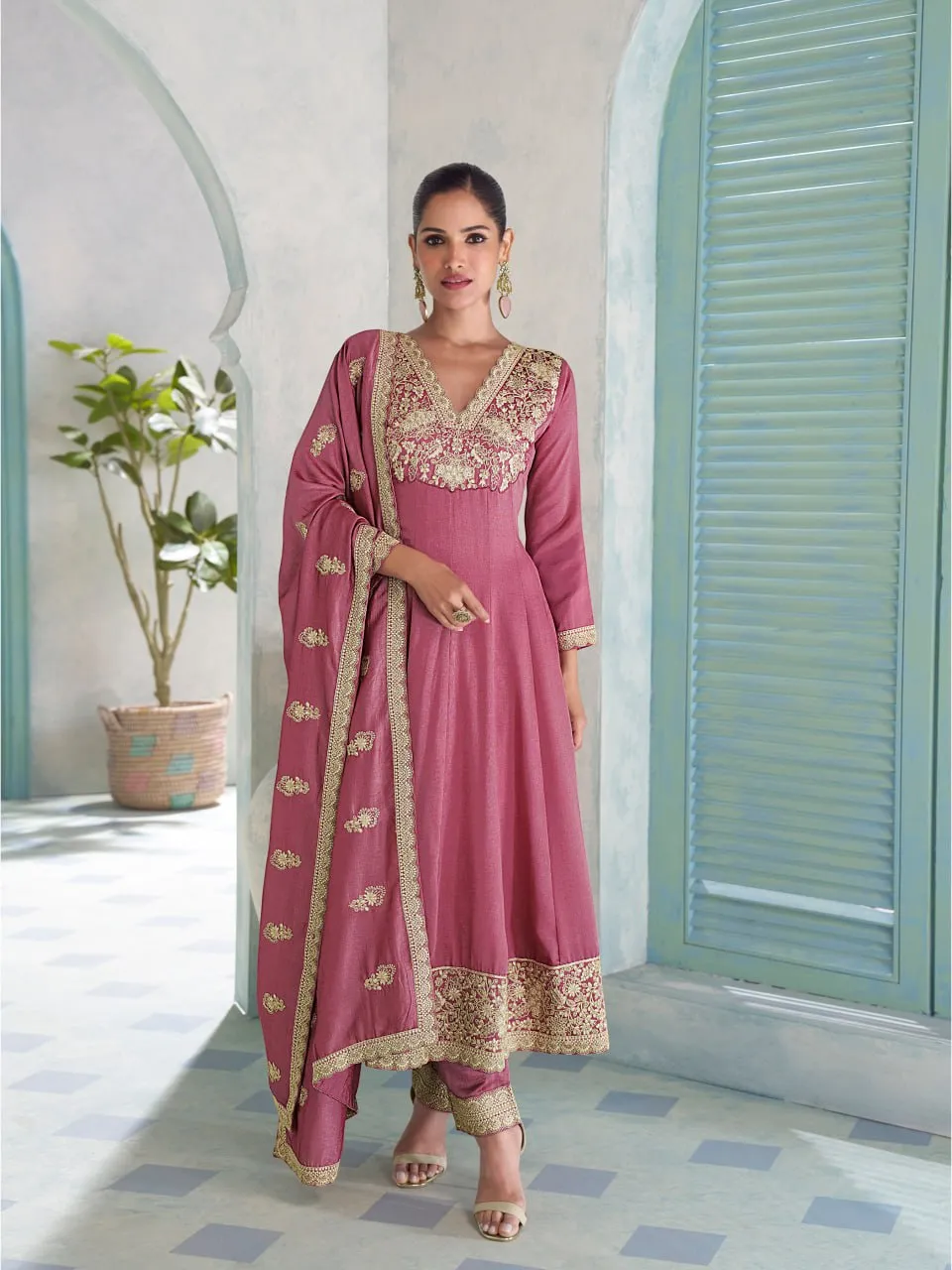 Zarin 10446 Premium Silk Embroidery Readymade Dress Wholesale