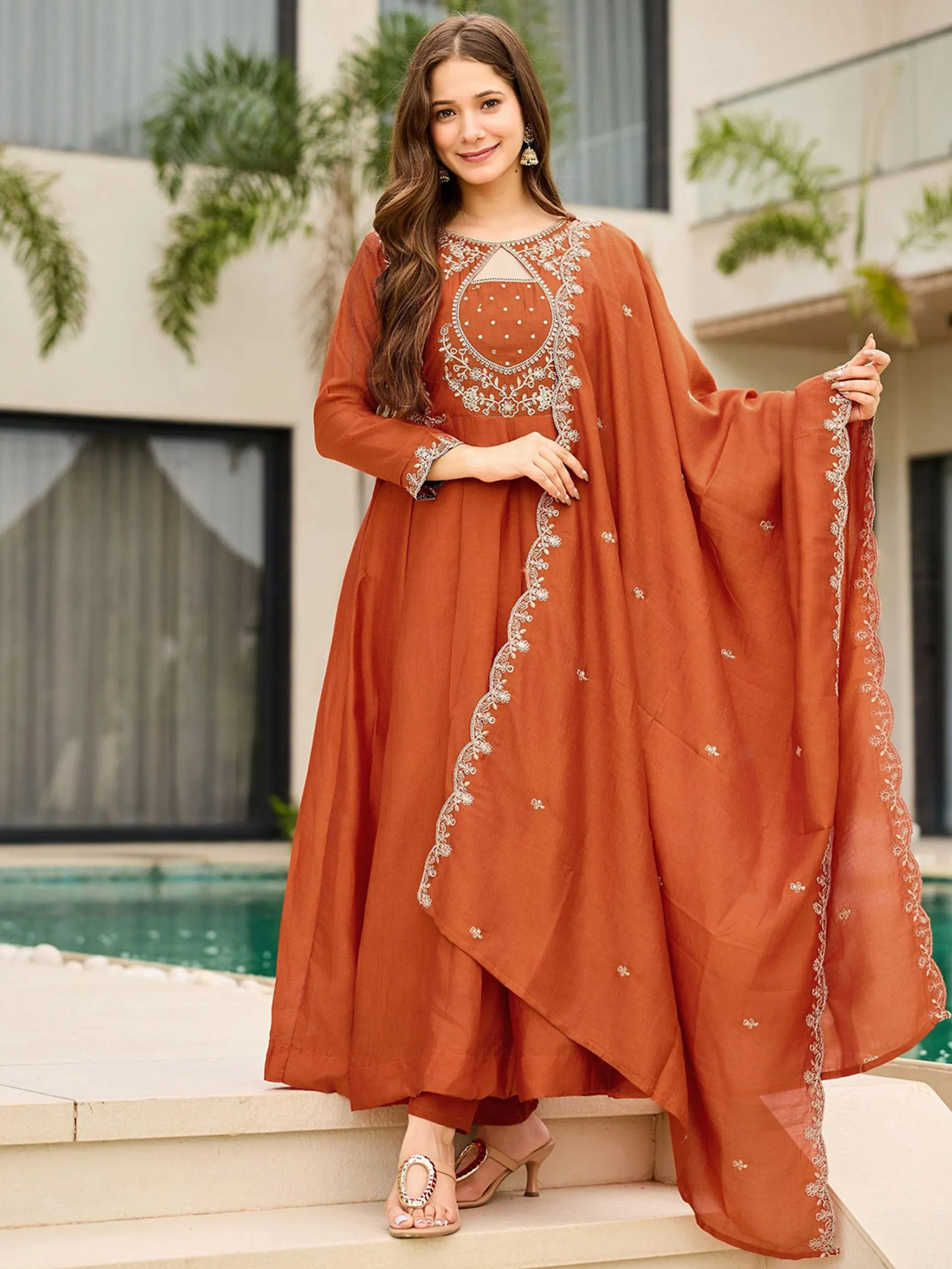 FFD 1001 Vichitra Embroidered Work Readymade Dress Wholesale