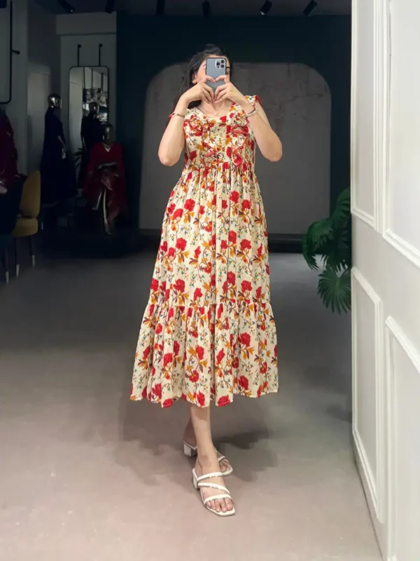 Launching WMN 4506 Maslin Silk Floral Print Frock Kurti Collections Wholesale 2026